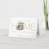 Nieuwe Home Kerst Krans Adres Wijzigen 2 Foto Feestdagen Kaart (Voorkant)