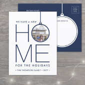 Nieuwe Home Kerst Ornament Foto Marine Blauw Wit Feestdagenkaart