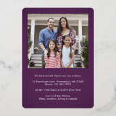 Nieuwe Home Kerst Ornament Modern Paarse 2 Foto Folie Feestdagenkaart (Achterkant)