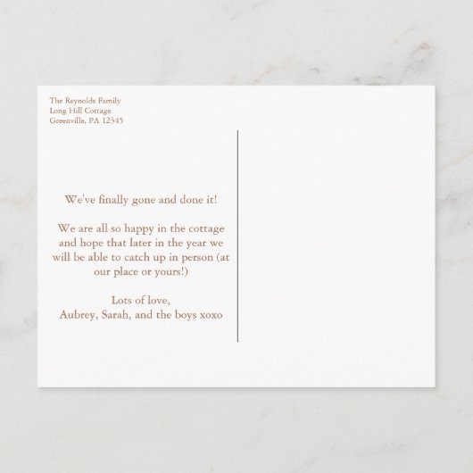 Nieuwe Home Moderne Waterverf Herfst-dingen verpla Aankondigingskaart (Achterkant)