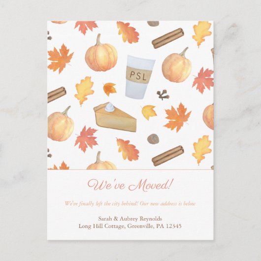 Nieuwe Home Moderne Waterverf Herfst-dingen verpla Aankondigingskaart (Voorkant)