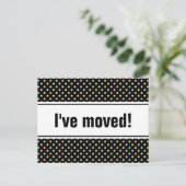 Nieuwe home moving briefkaarten | Kleurrijke polka (Staand voorkant)