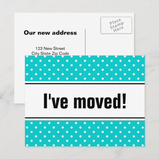 Nieuwe home moving briefkaarten | turquoise polaro (Voorkant / Achterkant)