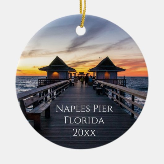 Nieuwe Home Napels Pier Florida Sunset Foto Keramisch Ornament (Voorkant)