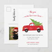 Nieuwe Home Oude Rode Vrachtwagen We hebben kerstf Aankondigingskaart (Voorkant / Achterkant)