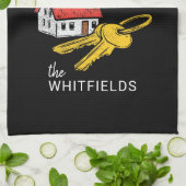 Nieuwe Home Owners Housewarming Party Theedoek (Gevouwen)