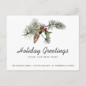 Nieuwe Home Pine Bough Kerstbessen Verhuizen Aankondigingskaart (Voorkant)