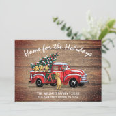 Nieuwe Home Rustiek  Rode Truck Hond Verhuizen Aankondiging (Staand voorkant)