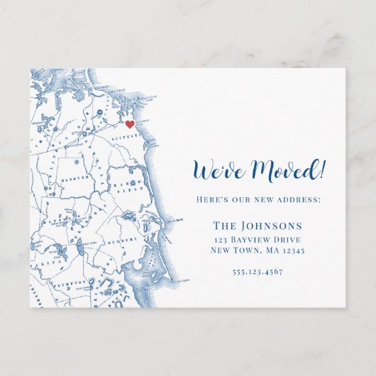 Nieuwe Home Scituate Massachusetts Bewegen Aankondigingskaart (Voorkant)