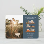 Nieuwe Home Shelves Navy Bewegende Aankondigingsfo Feestdagenkaart (Staand voorkant)