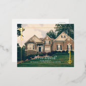 Nieuwe Home-sleutel met bewegend goud Upload je fo Folie Uitnodiging Briefkaart (Voorkant / Achterkant)