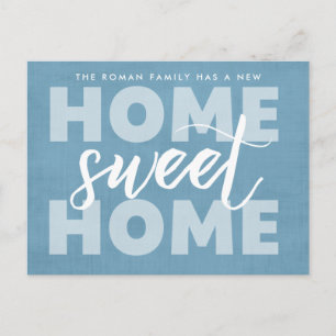 Nieuwe Home Sweet Home Blue Bewegende Aankondiging