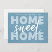 Nieuwe Home Sweet Home Blue Bewegende Aankondiging (Voorkant / Achterkant)