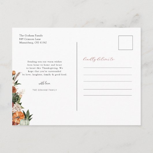 Nieuwe Home Thanksgiving Herfst | Voordeur in bewe Aankondigingskaart (Achterkant)