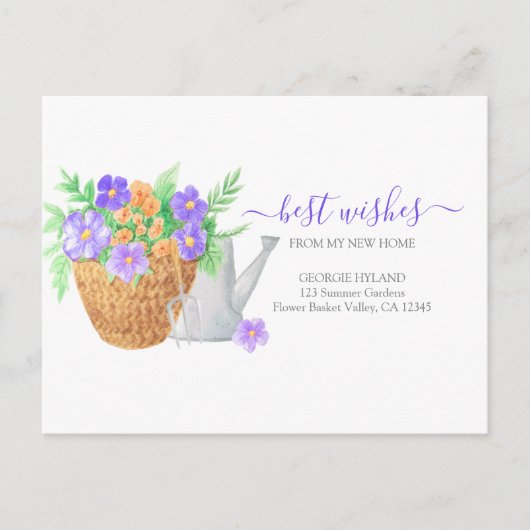 Nieuwe Home Tuin Bloemplanter Bewegende aankondigi Briefkaart (Voorkant)