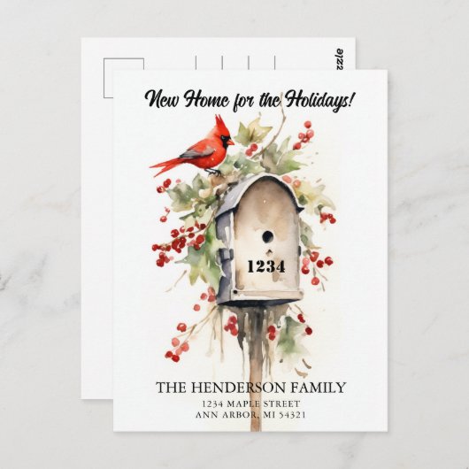 Nieuwe Home Vakantie Bewegende aankondiging Briefkaart (Voorkant / Achterkant)