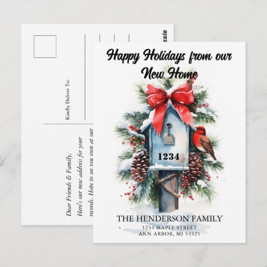 Nieuwe Home Vakantie Bewegende aankondiging Briefkaart (Voorkant / Achterkant)