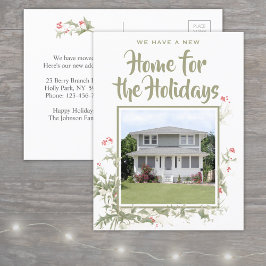 Nieuwe Home Waterverf Holly One Foto Adres wijzige Aankondigingskaart