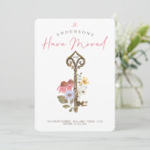 Nieuwe Home Waterverf Wilde bloem Floral  Sleutel Aankondiging (Staand voorkant)