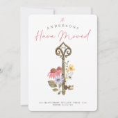 Nieuwe Home Waterverf Wilde bloem Floral  Sleutel Aankondiging (Voorkant)