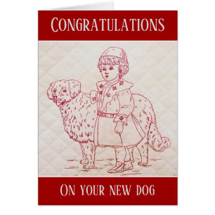 Nieuwe hond felicitaties Vintage borduurwerk van h