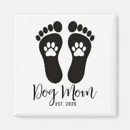 Nieuwe Hond Moeder Pootafdrukken Script Oprichting Magneet