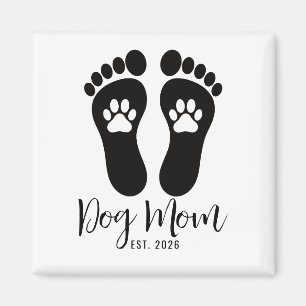 Nieuwe Hond Moeder Pootafdrukken Script Oprichting Magneet