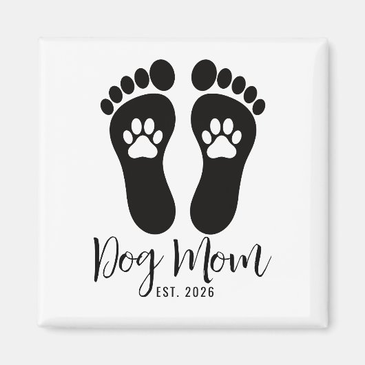 Nieuwe Hond Moeder Pootafdrukken Script Oprichting Magneet (Voorkant)