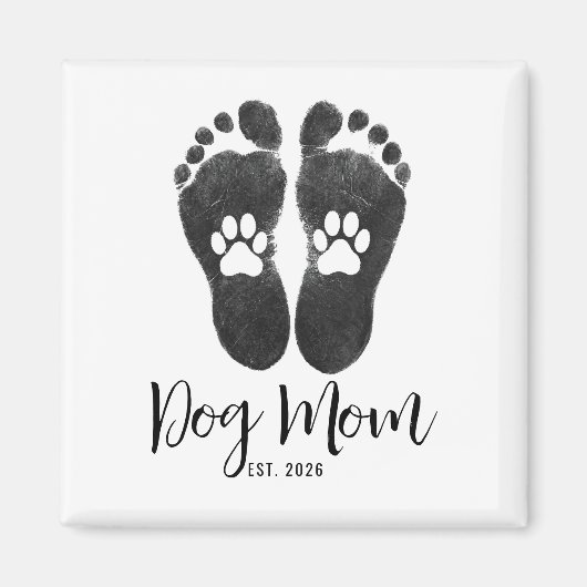 Nieuwe Hond Moeder Pootafdrukken Script Oprichting Magneet (Voorkant)