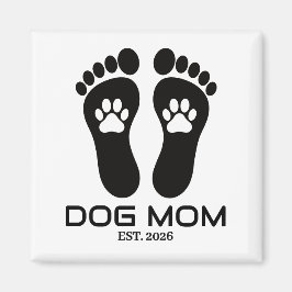 Nieuwe Hond Moeder Pootafdrukken Vet Datum Magneet