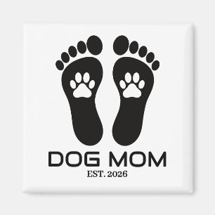 Nieuwe Hond Moeder Pootafdrukken Vet Datum Magneet