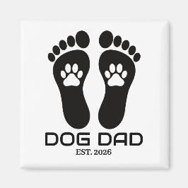Nieuwe Hond Papa Pootafdrukken Vet Oprichtingsdatu Magneet