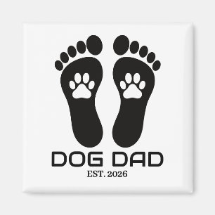 Nieuwe Hond Papa Pootafdrukken Vet Oprichtingsdatu Magneet