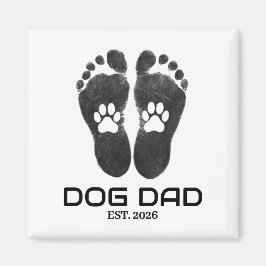 Nieuwe Hond Papa Pootafdrukken Vet Oprichtingsdatu Magneet