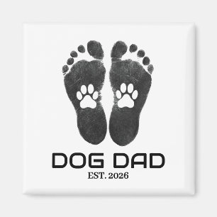 Nieuwe Hond Papa Pootafdrukken Vet Oprichtingsdatu Magneet