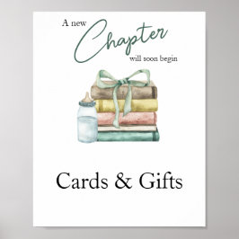 Nieuwe hoofdstuk baby shower kaarten en cadeaus poster