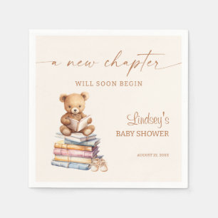 Nieuwe hoofdstuk baby shower teddy verhalenboek servet
