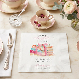 Nieuwe Hoofdstuk Baby Shower Waterverf Roze Bedank Servet