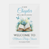 Nieuwe Hoofdstuk Blauwe Brunch Boek Baby Shower We Acryl Bord (Voorkant)