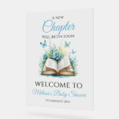 Nieuwe Hoofdstuk Blauwe Brunch Boek Baby Shower We Acryl Bord (Hoek)