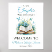 Nieuwe Hoofdstuk Blauwe Brunch Boek Baby Shower We Poster (Voorkant)