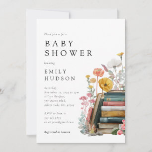 Nieuwe Hoofdstuk Bloem Boeken Baby Shower Uitnodig Kaart