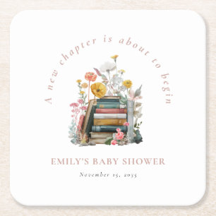 Nieuwe Hoofdstuk Bloemige Baby Shower Kartonnen Onderzetters