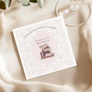 Nieuwe hoofdstuk oude boeken baby shower bleke blo servet