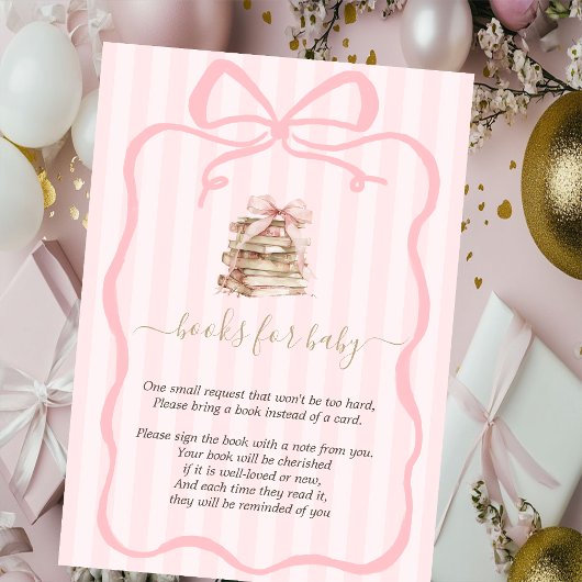 Nieuwe Hoofdstuk Roze Strik Strepen Baby Shower Informatiekaartje
