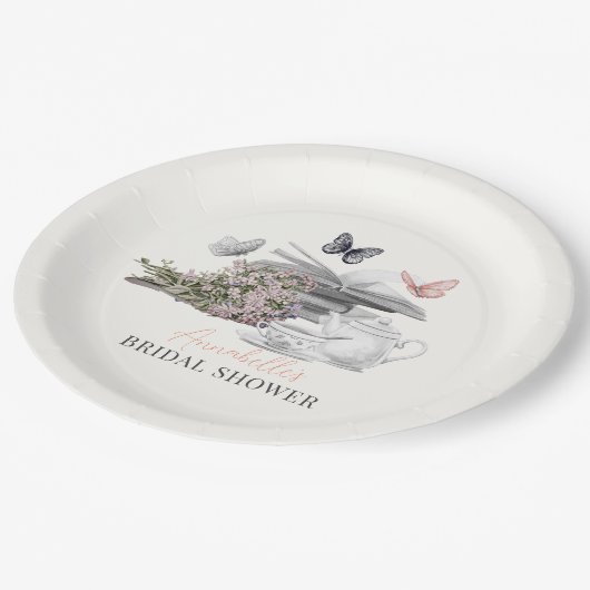 Nieuwe Hoofdstuk Theeset Roze Boek Bruidsdouche Papieren Bordje (Gekanteld)