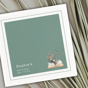 Nieuwe hoofdstuk-verhaalboek baby shower groene sa servet