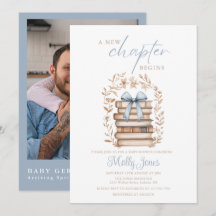 Nieuwe hoofdstuk-verhaalboek Blauwe babyshower-fot