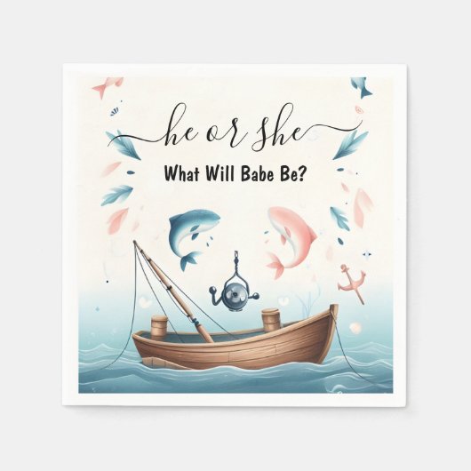 Nieuwe Hook Bait Fun Wood Fish Gevist Gender Revea Servet (Voorkant)