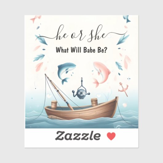 Nieuwe Hook Bait Fun Wood Fish Gevist Gender Revea Sticker (Vel)